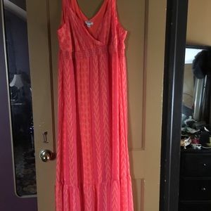 Orange/lavender striped maxi dress